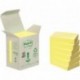 Post-It 653-1B - Pack de 6 notas recicladas, 38 x 51 mm, color amarillo