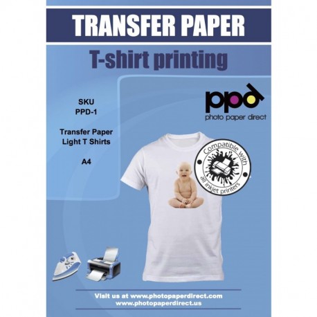 UIOK Papel Transfer para Camisetas, 15xA4 Papel Transfer Textil para  Camiseta y Tejidos Blanca y Clara, Papel de Transferencia Térmica para  Pintado a Mano Impresoras de Inyección de Tinta o Láser 