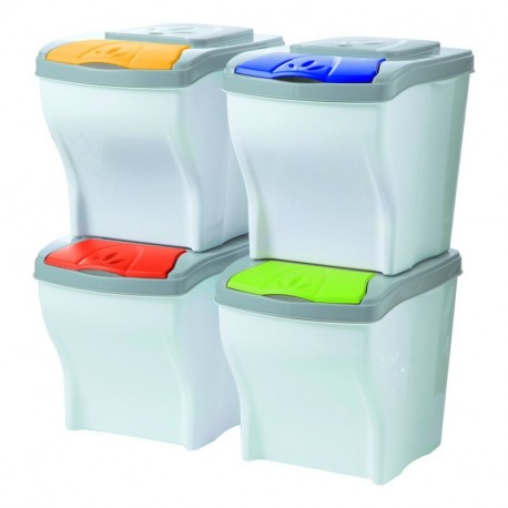 Cubo de reciclaje ecológico 45L de 3 compartimentos c/u, Reciclaje de basura,  cubos de gran capacidad, para Papel, Vidrio y Plástico