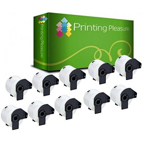 Printing Pleasure Pack de 10 DK-11202 62mm x 100mm Etiquetas de dirección 300 Etiquetas por Rollo compatibles para Brother 