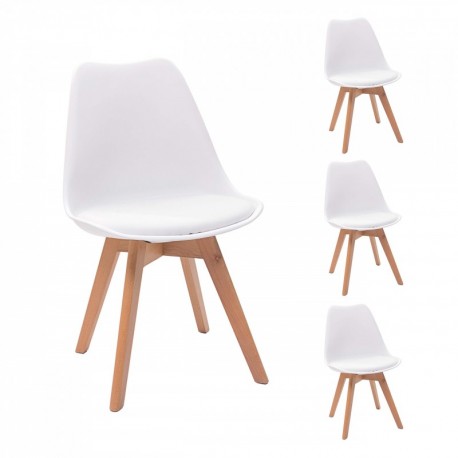 Homely - Juego de 4 sillas de comedor DAY, patas de madera y carcasa polipropileno