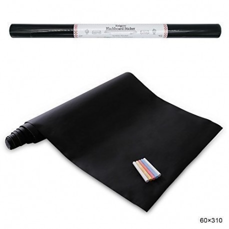 Ezigoo Papel Pizarra Adhesivo Pared 60 x 310 cm - Vinilo Pizarra Negra  Adhesiva Escriba Dibuje y