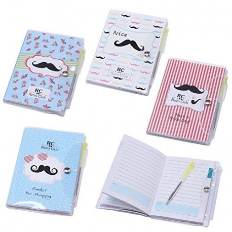 DISOK - Libreta Notas Pvc "Moustache" Con Bolígrafo Regalos de Bodas