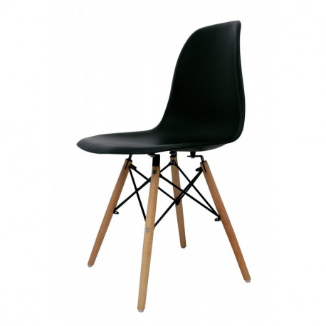 La Silla Española - modelo Laredo - silla de estilo nórdico - asiento en simil y patas en madera - negro - 47x42x83 cm - 1 un