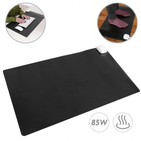 PrimeMatik - Alfombra y Superficie térmico con calefacción para Escritorio Suelo y pies de 60 x 36 cm 85W Negro