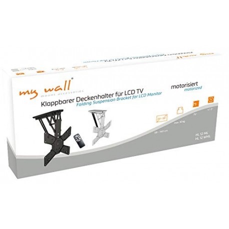 MyWall hl12wml Plegable, Motorizado Soporte de Techo para televisores, 23 – 55 Pulgadas 58 – 140 cm , hasta 30 kg Color Bla