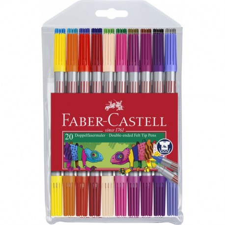 Faber-Castell 151119 - Estuche con 20 rotuladores con dos puntas, fina y gruesa