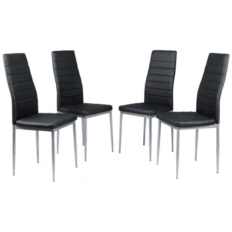 Tumueblekit Pack de Sillas Comedor Tapizada, Polipiel, Negro, 97x42x42 cm, 4 Unidades